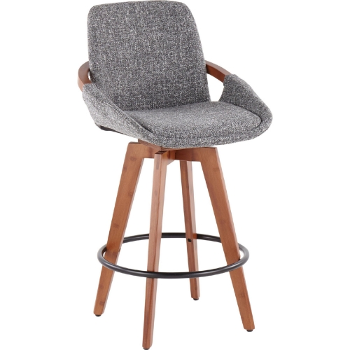 Cosmo 26" Counter Stool in Grey Noise Fabric & Walnut Bamboo